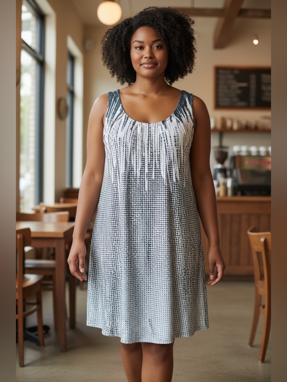 Gilli Black & White Patterned Tank Dress, size 12